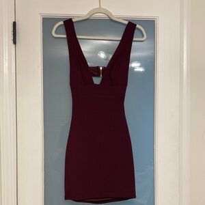 Lulu's Elegant Wine Backless Dress